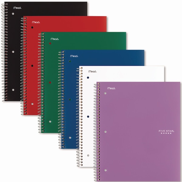 Five Star Wirebound Notebook, Eight Pockets, 5-Subject, Medium/College Rule, Random Color, (200) 11x8.5 Sheets 06208 - main